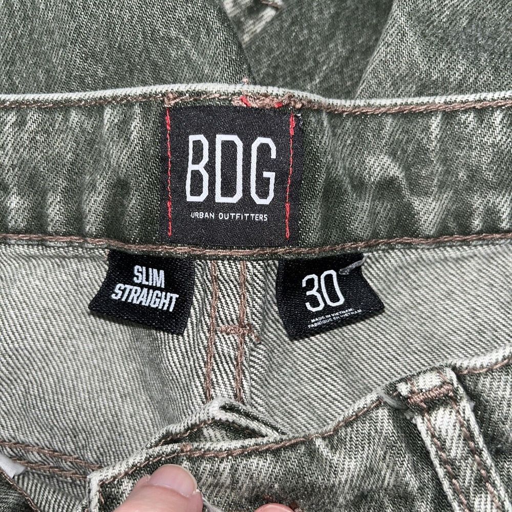 Urban Outfitters BDG Button Up Slim Straight Jeans Women's 30 Stone Washed Olive - Picture 10 of 13